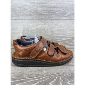 Finn Comfort Tunis Men’s Sz 11/EU 44 Brown Leather 3 Strap Hook & Loop Sandals